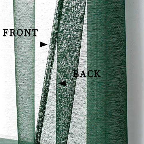 Dualife Dark Forest Green Sheer Curtains 63 Inch Length Hunter Green Solid Transparent Voile Window Curtain Panels Drapes Rod Pocket Top For Bedroom 2 Panels #TOP3