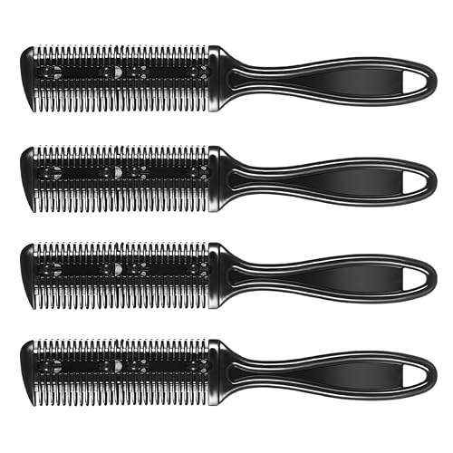 4pcs Double Side Hair Thinning Razor Comb Haircut Supplies Barber