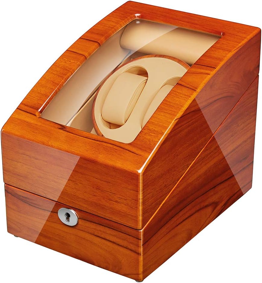 Automatic Double Watch Winder 2+3 - Watch Winder Box with Quiet Mabuchi Motor and Dual Power Supply - Luxury Wooden Storage Display Case