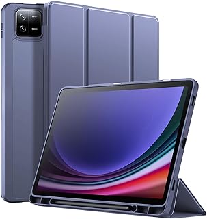 Dl3 Mobilak Xiaomi Pad 6/Pad 6 Pro Case with Pen Holder 11.0 inch 2023, Soft TPU Back Trifold Stand Protective Smart Cover Flip for Xiaomi Pad 6/Pad 6 Pro, Auto Wake&Sleep (Lavender)