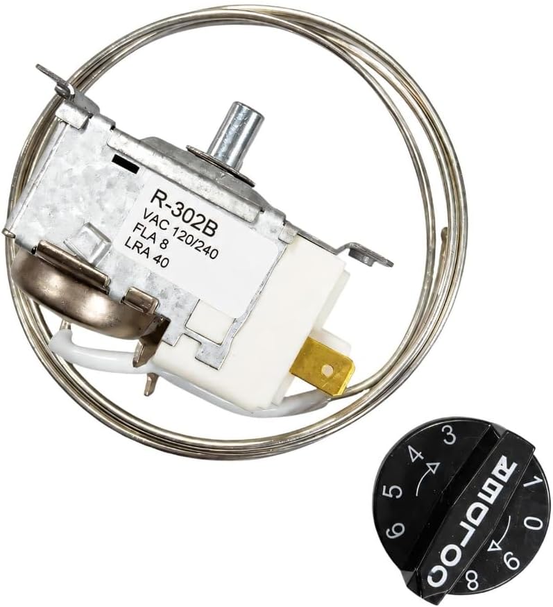 Refrigerator Thermostat Replacement 302B Control with Knob Part Metal Texture