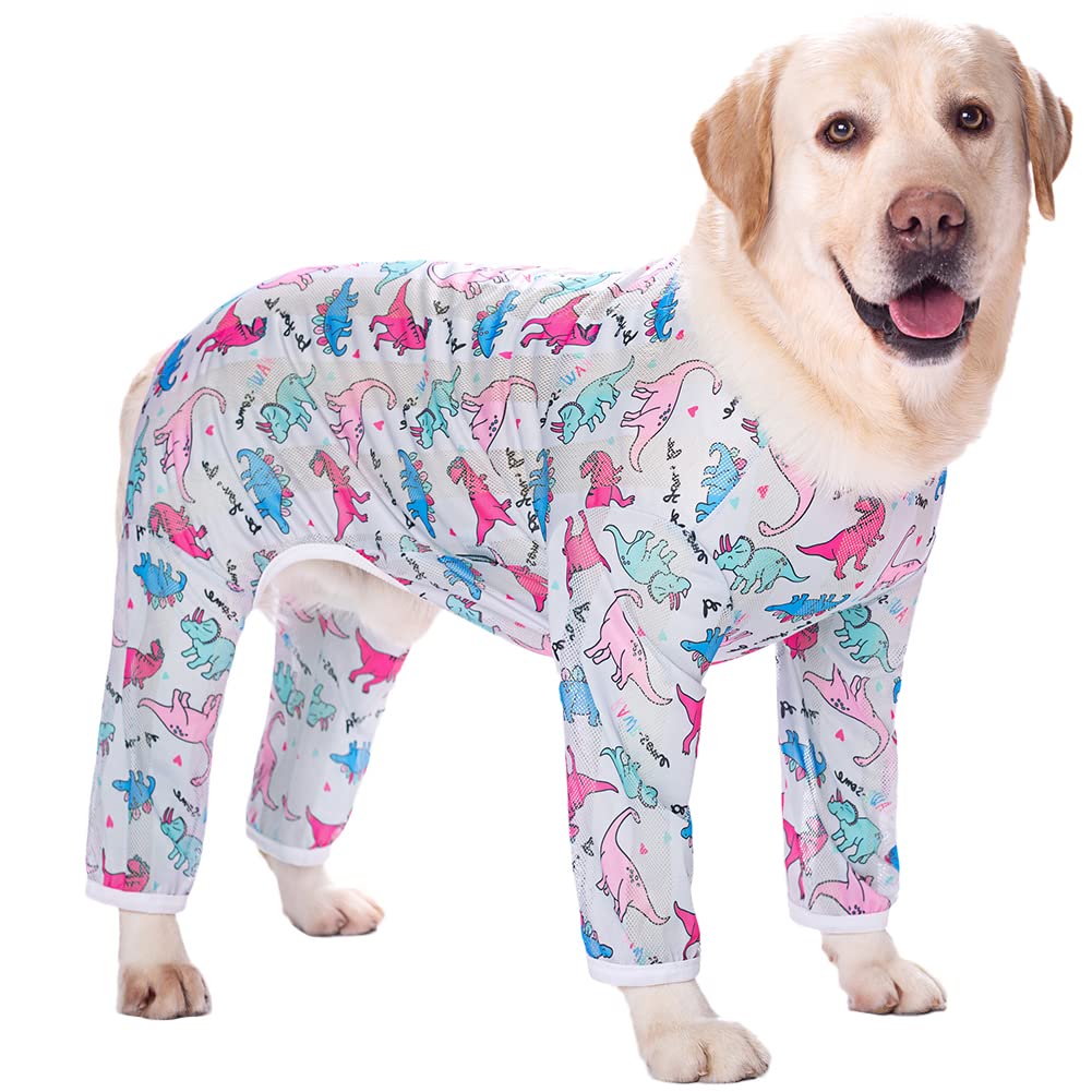Kukaster Pet Dog Onesie for Large/Medium Breed Dogs - Anti-Shedding Dog Pajamas, Breathable Mesh Dog Recovery Suit for Post-Surgery, Anxiety Relief &