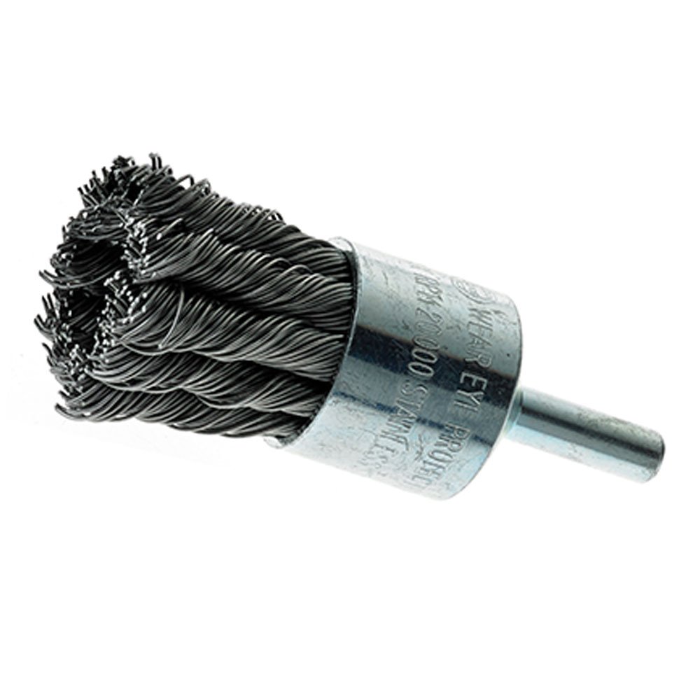 Mercer Industries 181020B - 1" x 1/4" Shank Knot End Brushes, .020 Stainless Steel Wire (20 pack)
