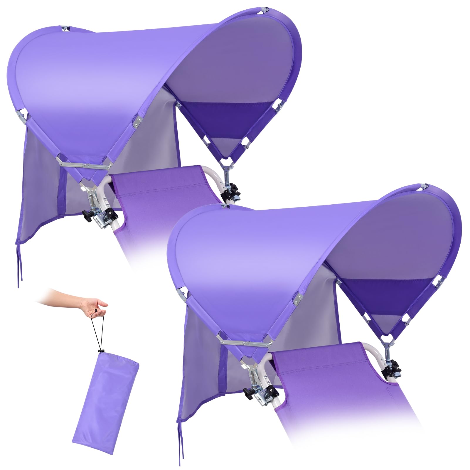 Universal Wind-Resistant Chair Umbrella Canopy, Foldable Portable UPF 50+ Sun Shade Attachment with Adjustable Clamp, Fits Most Beach, Camping, Lawn, Sports, Tanning, Zero Gravity Chairs & Wheelchairs — view 28