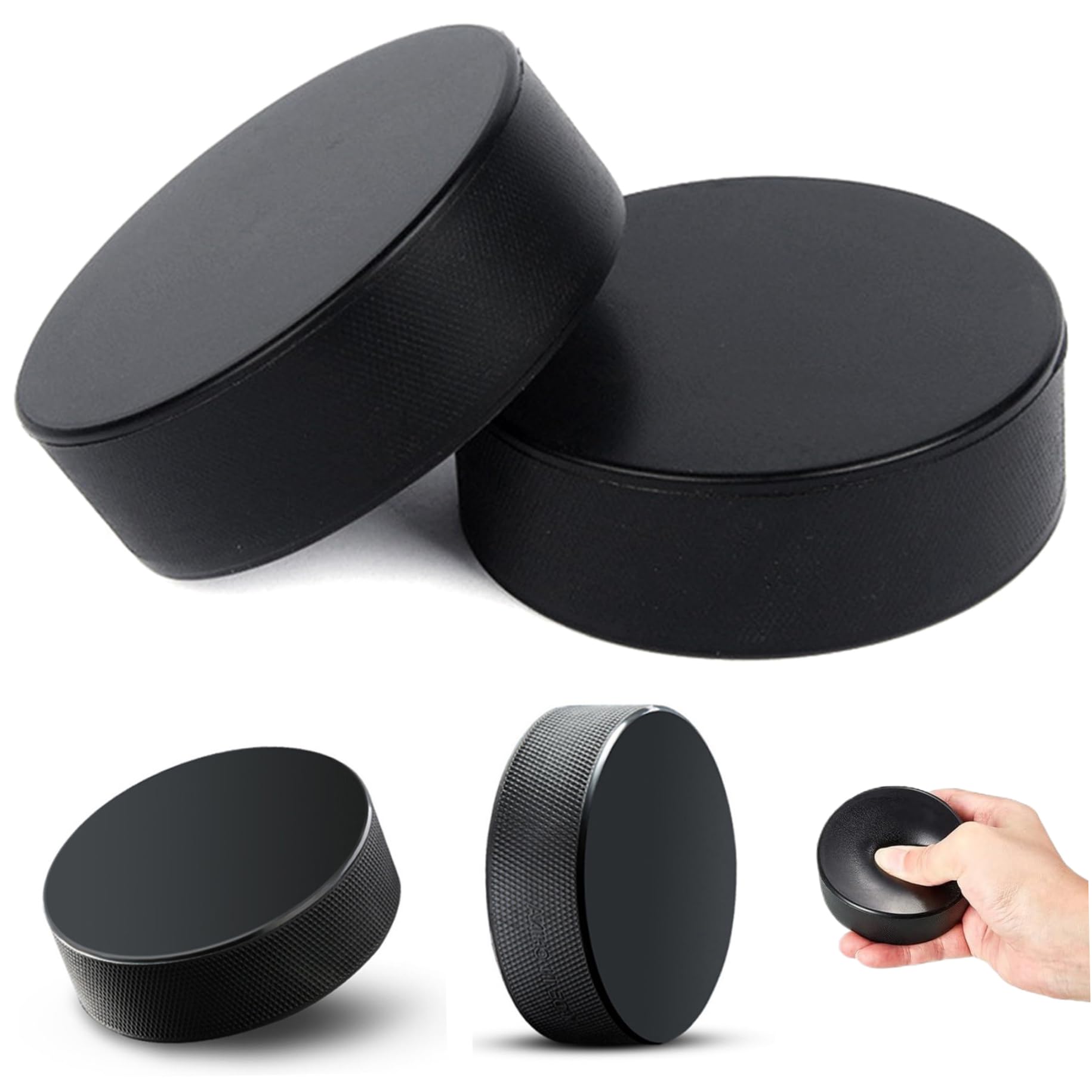 Rondelles de hockey sur glace en mousse 4 pièces Rondelles de hockey sur glace résistantes à l'usure Légères pour la pratique et l'entraînement classique Rondelle noire souple pour une utilisation