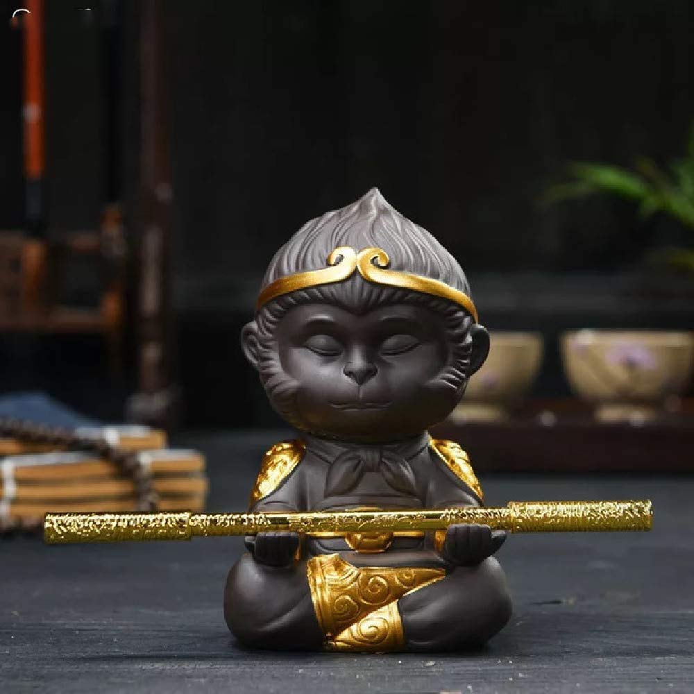 Chinese Purple Clay Kung Fu Tea pet Set Monkey King TeaPet for Home Tea Tray Decoration (C Mini)