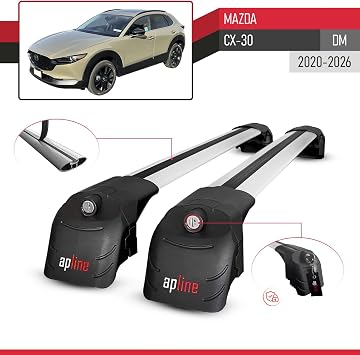 Compatible with Mazda CX-30 (DM) 2020-2026 ACE-2 Model Car Roof Rack Cross Bar Grey Aluminium 2 Bars