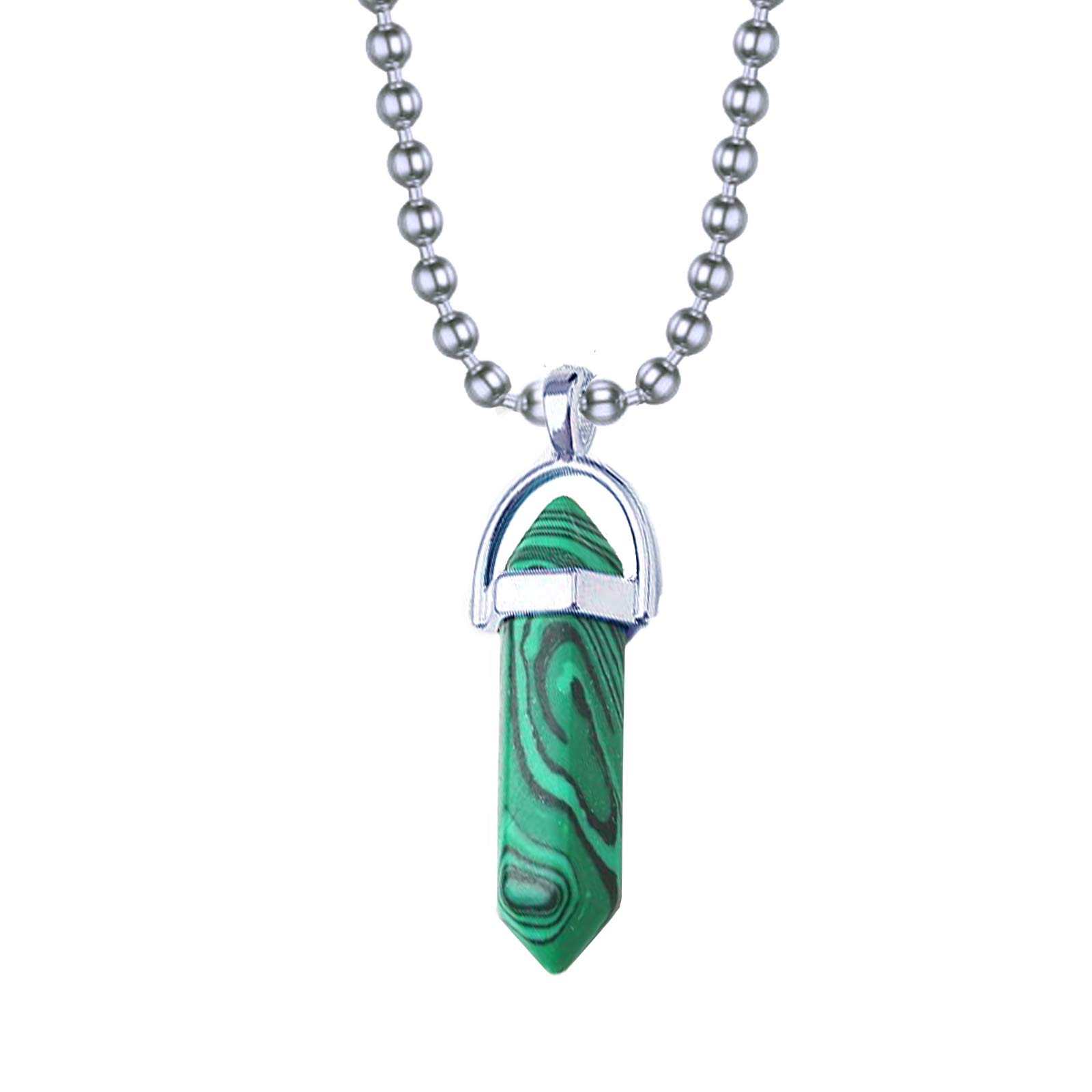 Zivom® Hexagon Bullet Pencil Natural Green Stripes Malachite Crystal Stone Pendant Necklace For Men and Women (B07XKH1KPP) Amazon Price History, Amazon Price Tracker