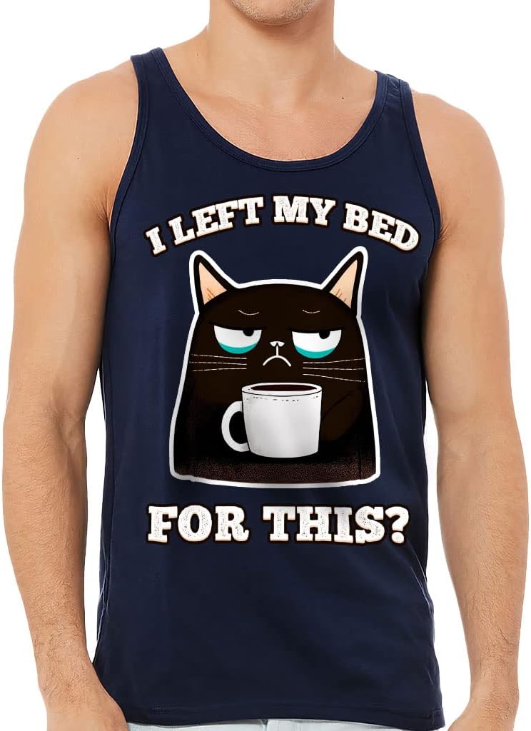I Left My Bed for This Tank - Cat Print Workout Tank - Graphic Jersey Tank
