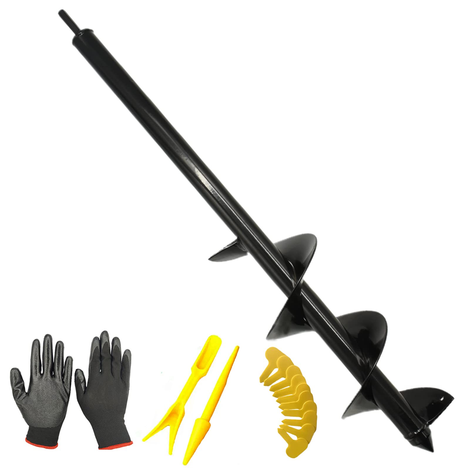 Large Size Auger Drill Bit for Planting 4x24inch Hole Digger for Any Hex Drive Drill ?Garden Auger Spiral Drill Bit for Sand/Wet/Dry Soil