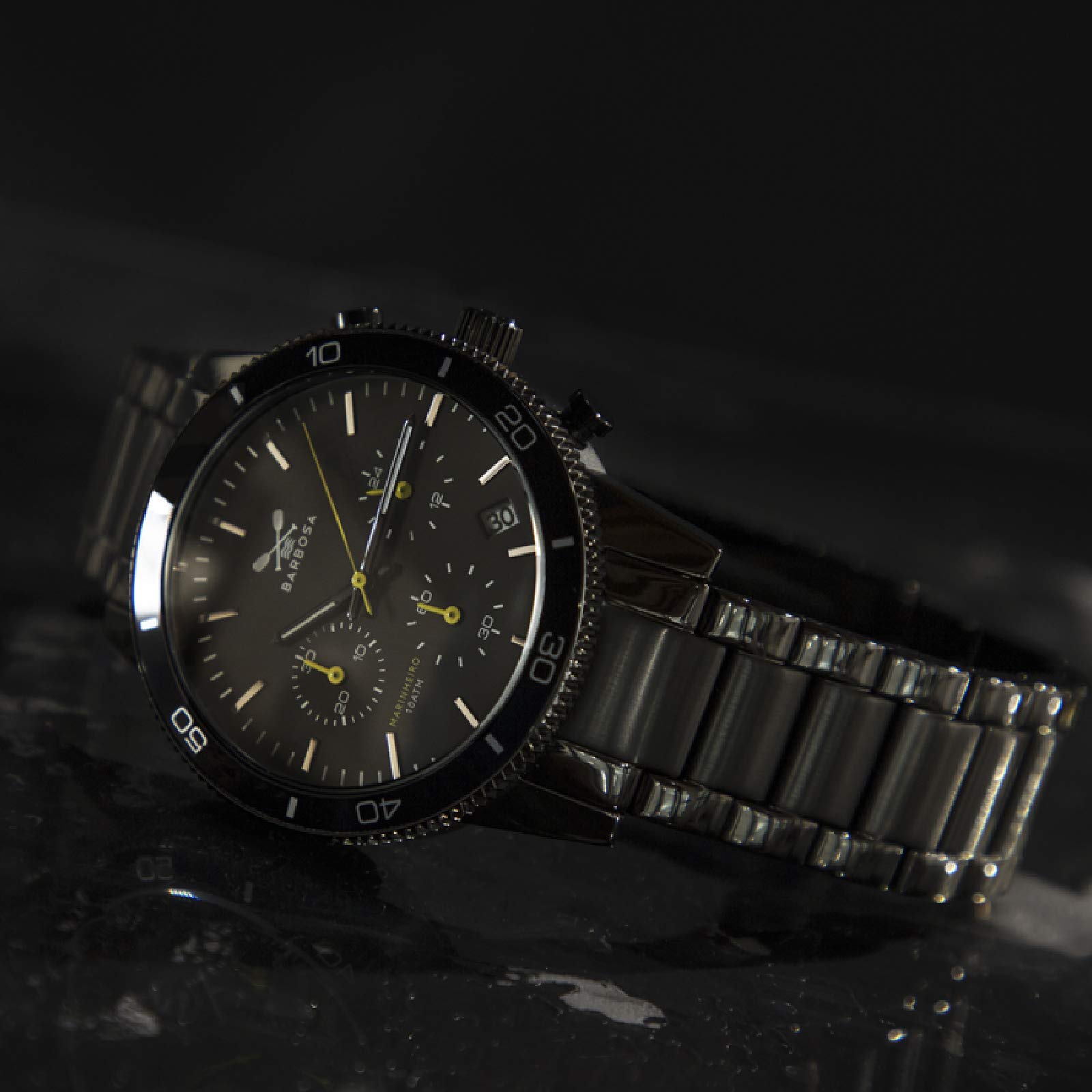 Barbosa - Orologio Uomo Cronografo, al Quarzo, con Cinturino in Acciaio Nero, Elegante, Sportivo e Preciso, Made in Italy