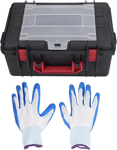 Caja de herramientas organizadora negra multifuncional caja de herramientas portátil de plástico para organización de piezas, compartimento de