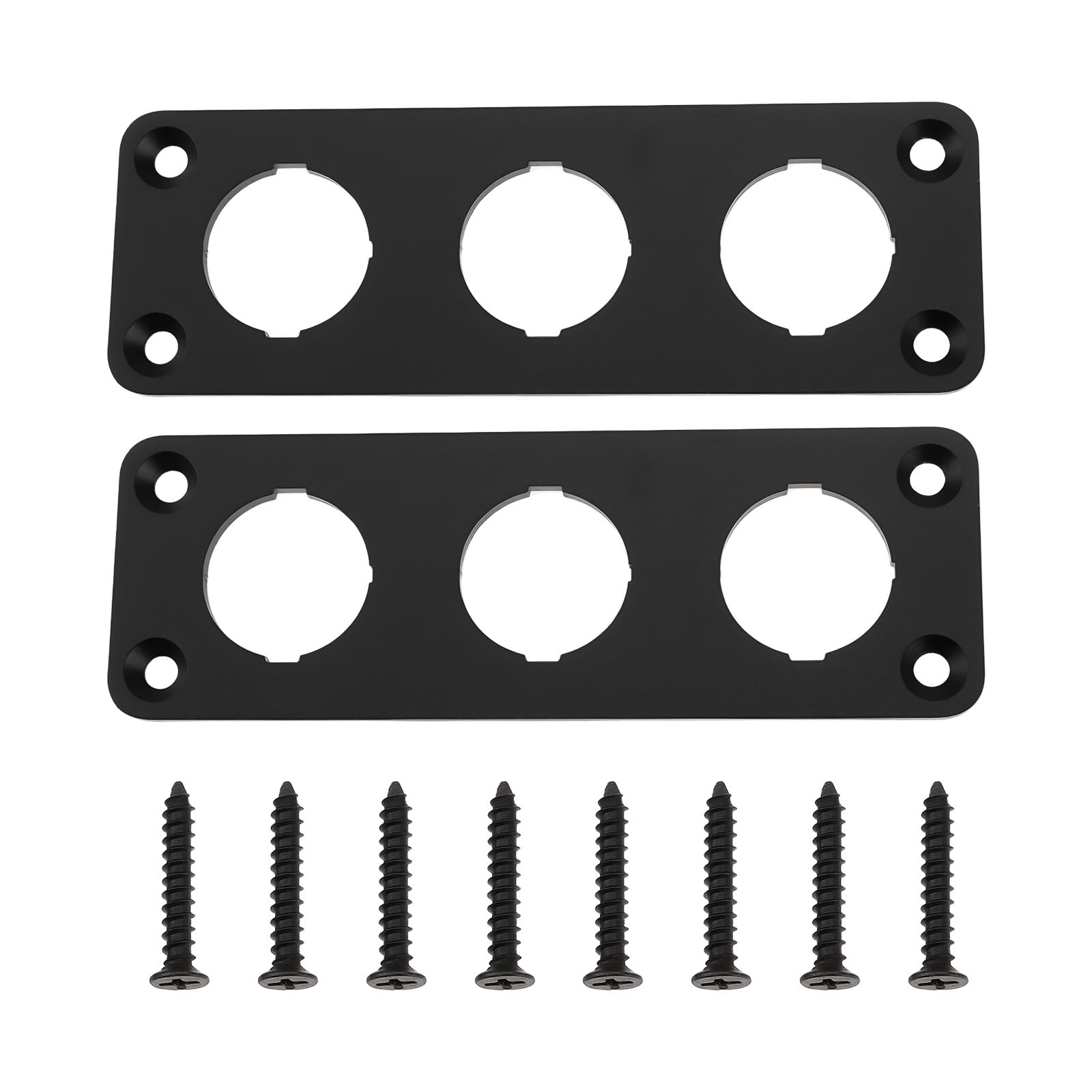 2X Car Three-Hole Round Switch Panel Aluminum Alloy 103x35x2.5mm for Car Truck Boat RV with Screws