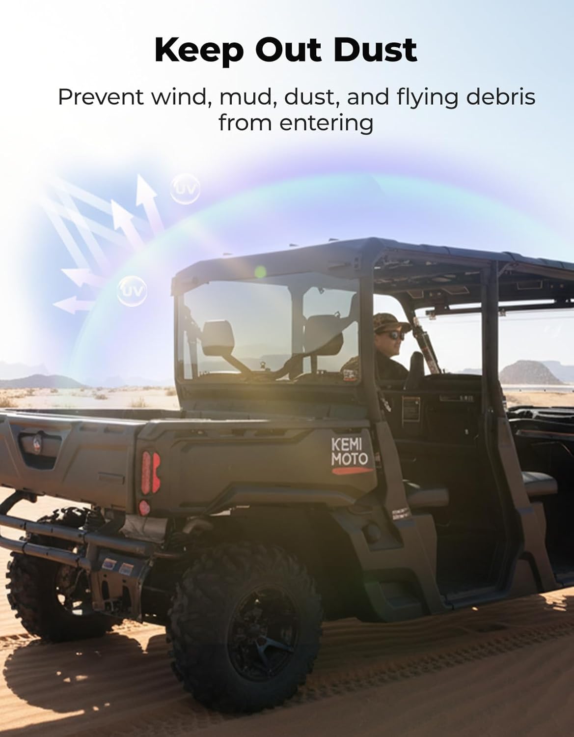 KEMIMOTO Dark Tinted Rear Windshield Compatible with Can-Am Defender & Defender Max HD5/HD8/HD9/HD10 2016-2026, Sun Protection&UV-Proof Rear Window, Polycarbonate Windscreen