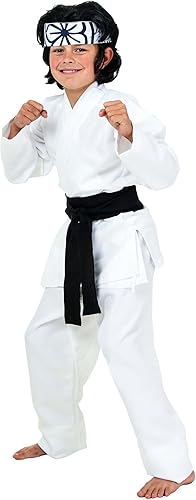 Child Daniel San Costume Officially Licensed Outfit for Halloween, Cosplay - Shirt, Pants, Belt, Headband