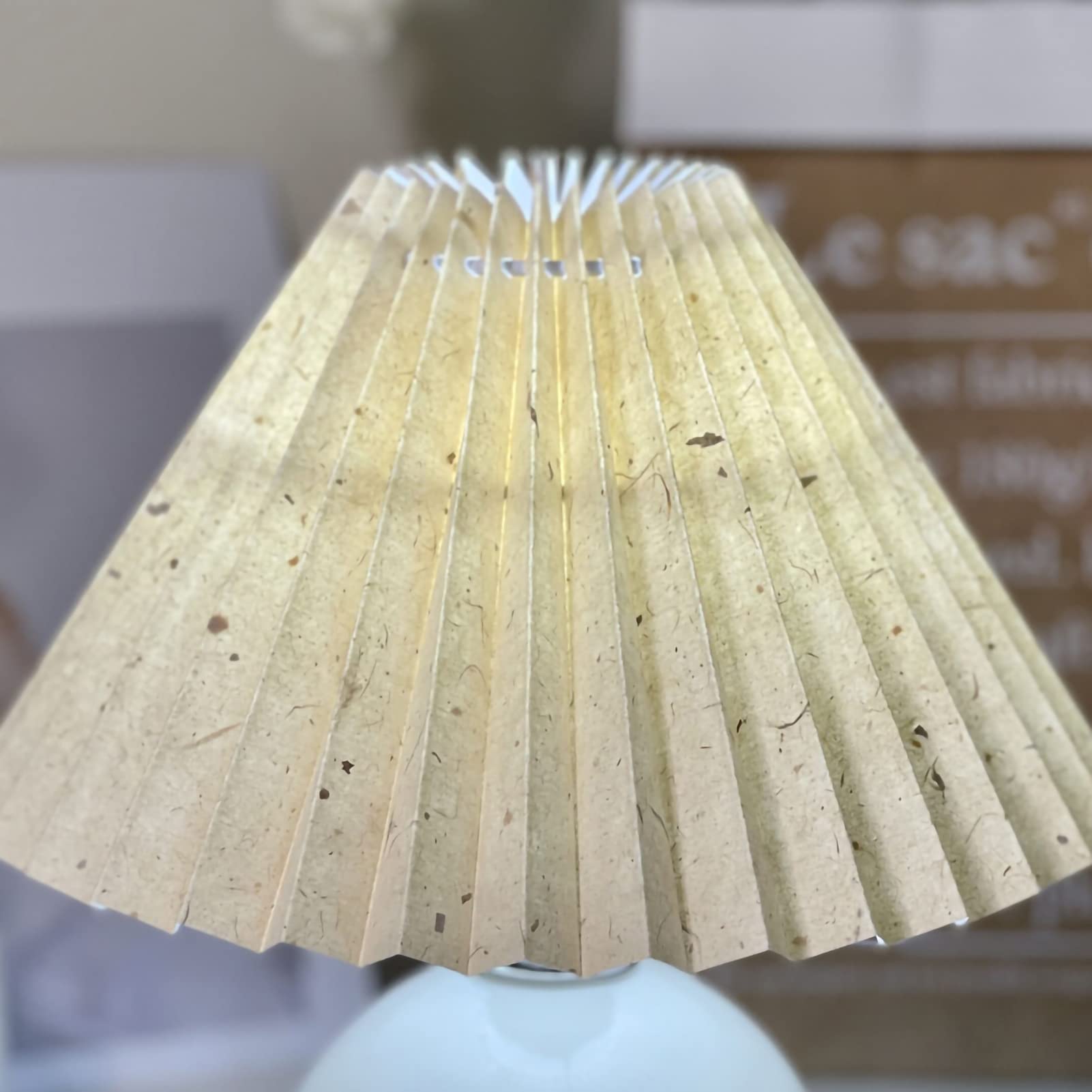 Phefop Lampshade E27 Pleated, Fabric Large Table Lamp Shade, Pure White Lampshade for Bedroom and Office (Rice Paper)