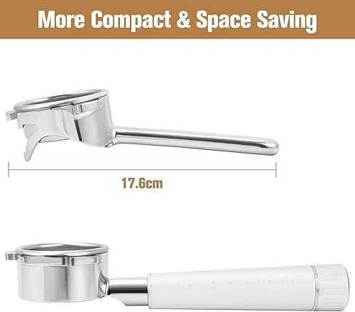 Miniatura 4 de Portafiltro completo de acero inoxidable de 2.126 in sin fondo compatible con Breville serie 8 diseño corto peso ligero apto para lavavajillas,