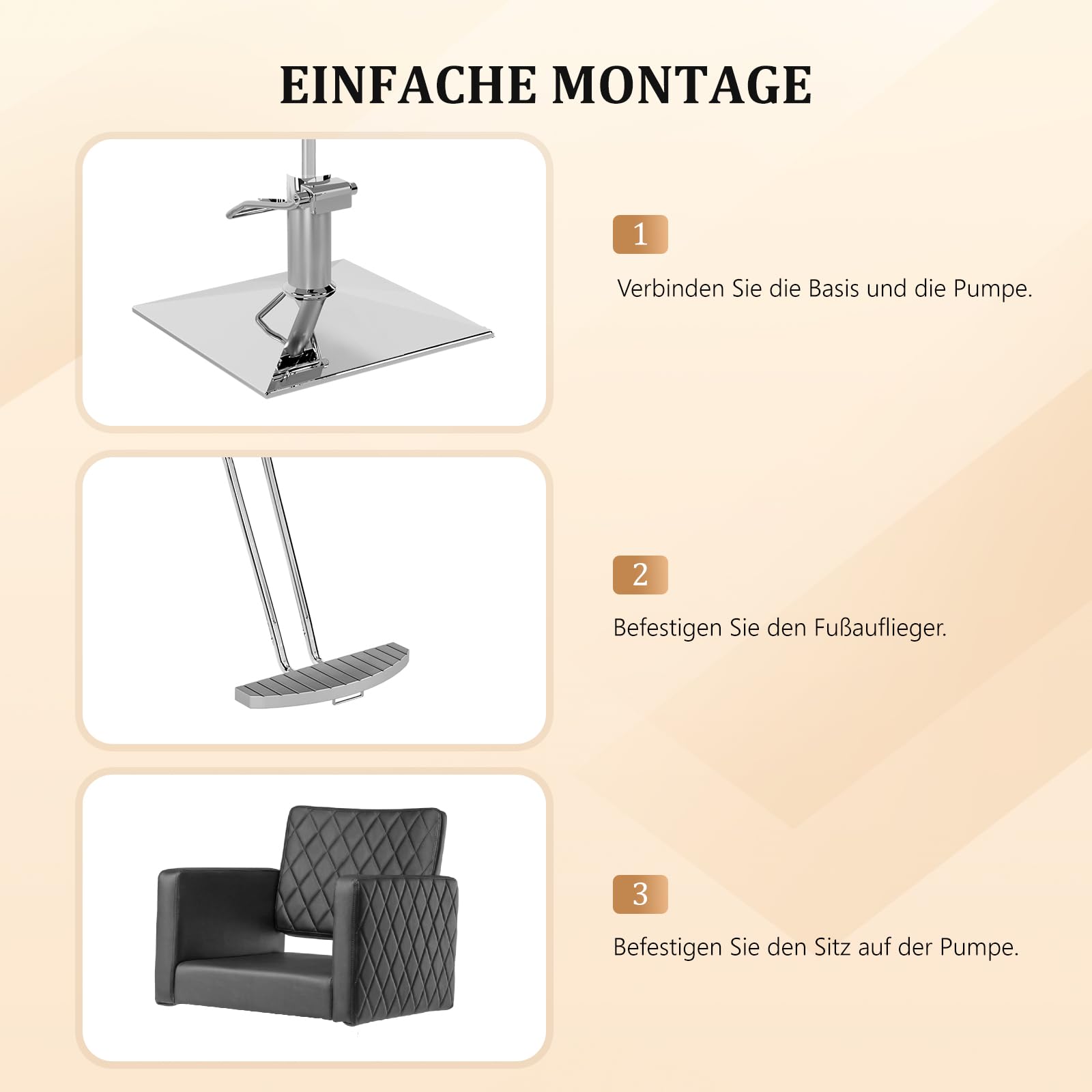 Bonnlo Sedia da parrucchiere regolabile in altezza 90-105 cm, girevole a 360° e portata 150 kg, sedia da parrucchiere con poggiapiedi e schienale aperto, sedia da barbiere in pelle PVC, colore nero