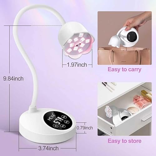 Miniatura 8 de MEKK Lámpara de uñas UV de cuello de cisne inalámbrica, mini luz UV para uñas de gel con sensor automático, lámpara profesional de curado flash de