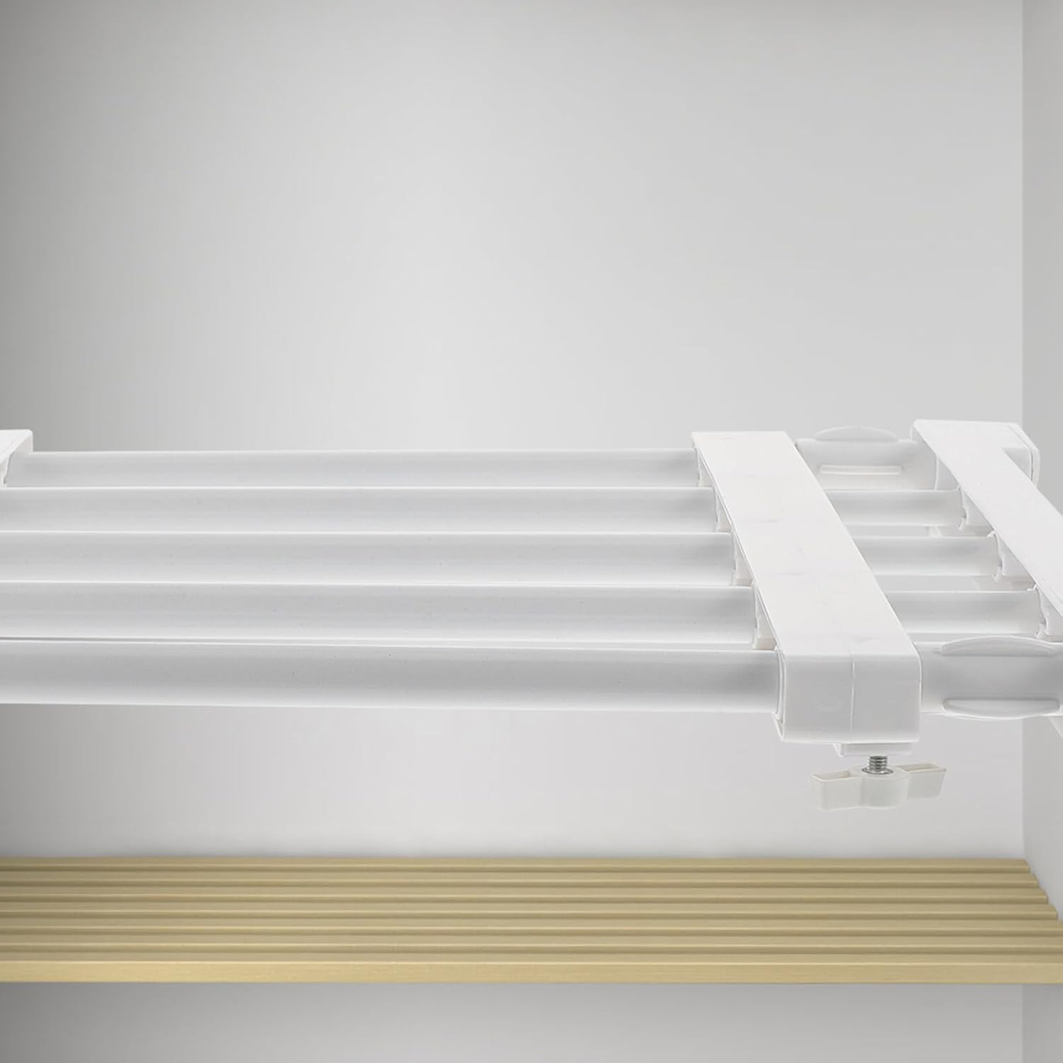 Alipis Expandable Tension Shelf Adjustable Closet Organizer for Efficient Storage Nail Installation Space-Saving Design for Wardrobes and Kitchen Use