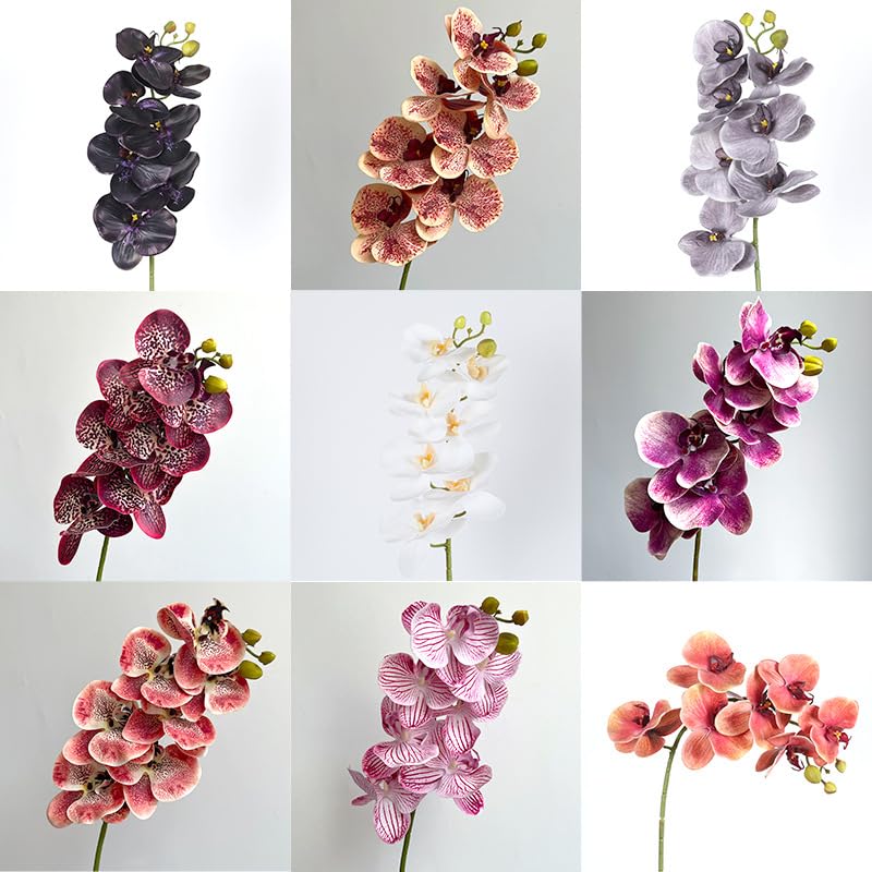 Dekoration mit Kunstblumen, Künstlicher Phalaenopsis-Blumenstrauß, Mehrfarbig, for Heimdekoration, Hochzeiten, Veranstaltungen(Rosered)