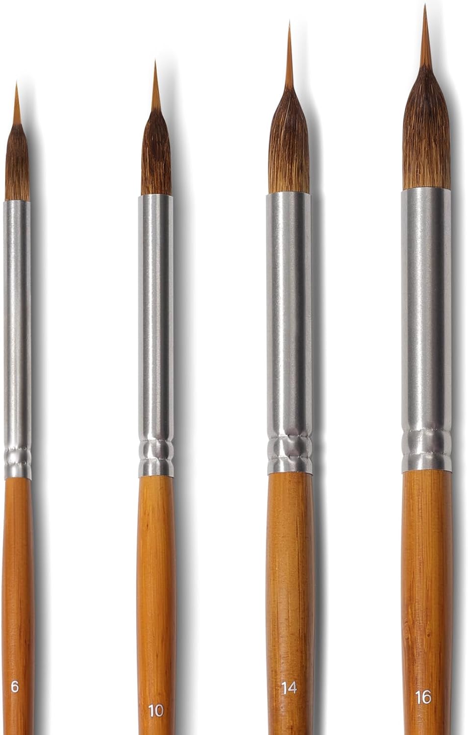 Watercolor Brushes Set - 4Pcs Extended Needle Point Brushes Synthetic Extra Long Pinhead Brush, Sable Body with Belly Reservoir for Continuous Painting - Fine Tip Paintbrushes for Artists
