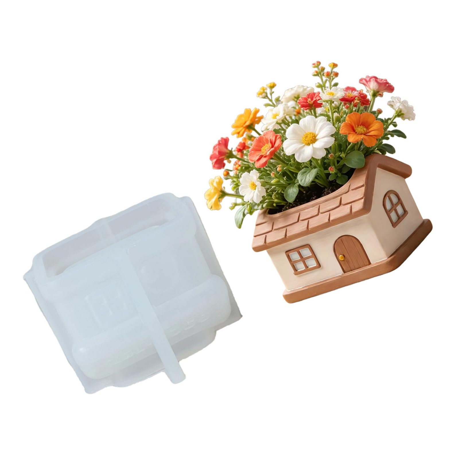 BWANGIAO Easy Releasing Silicone Mold Small House Shape Planter for Creating Unique Resin Crafts and Decorative Holders