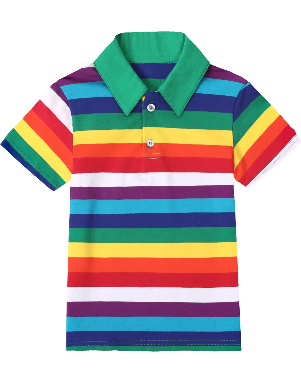 COSLAND Rainbow Boys Striped Polo Shirt Kids Pride Shirt, Rainbow, X-Small