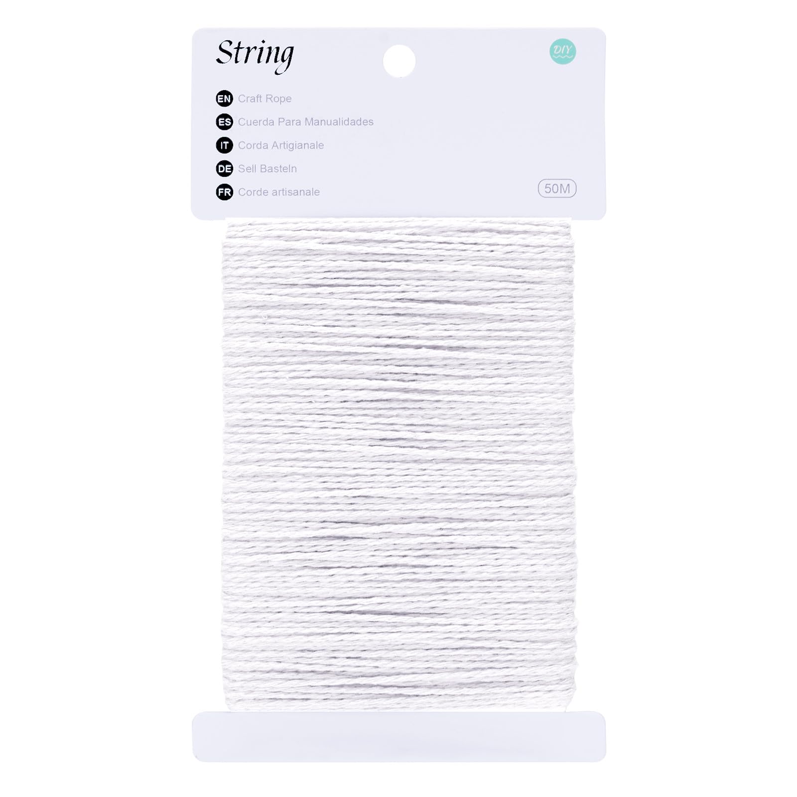 50m White String Butchers Twine, 2mm Cotton Bakers Twine Craft String for Kitchen Cooking Meat, Baking, Art Crafts, Gift Wrapping, Gardening