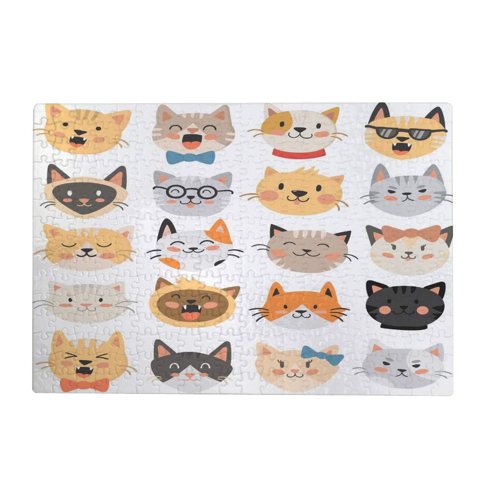 ZHONGJI Jigsaw Puzzle ﻿Cat Head Expression Educational Intellectual Decompressing Fun Game Artwork F