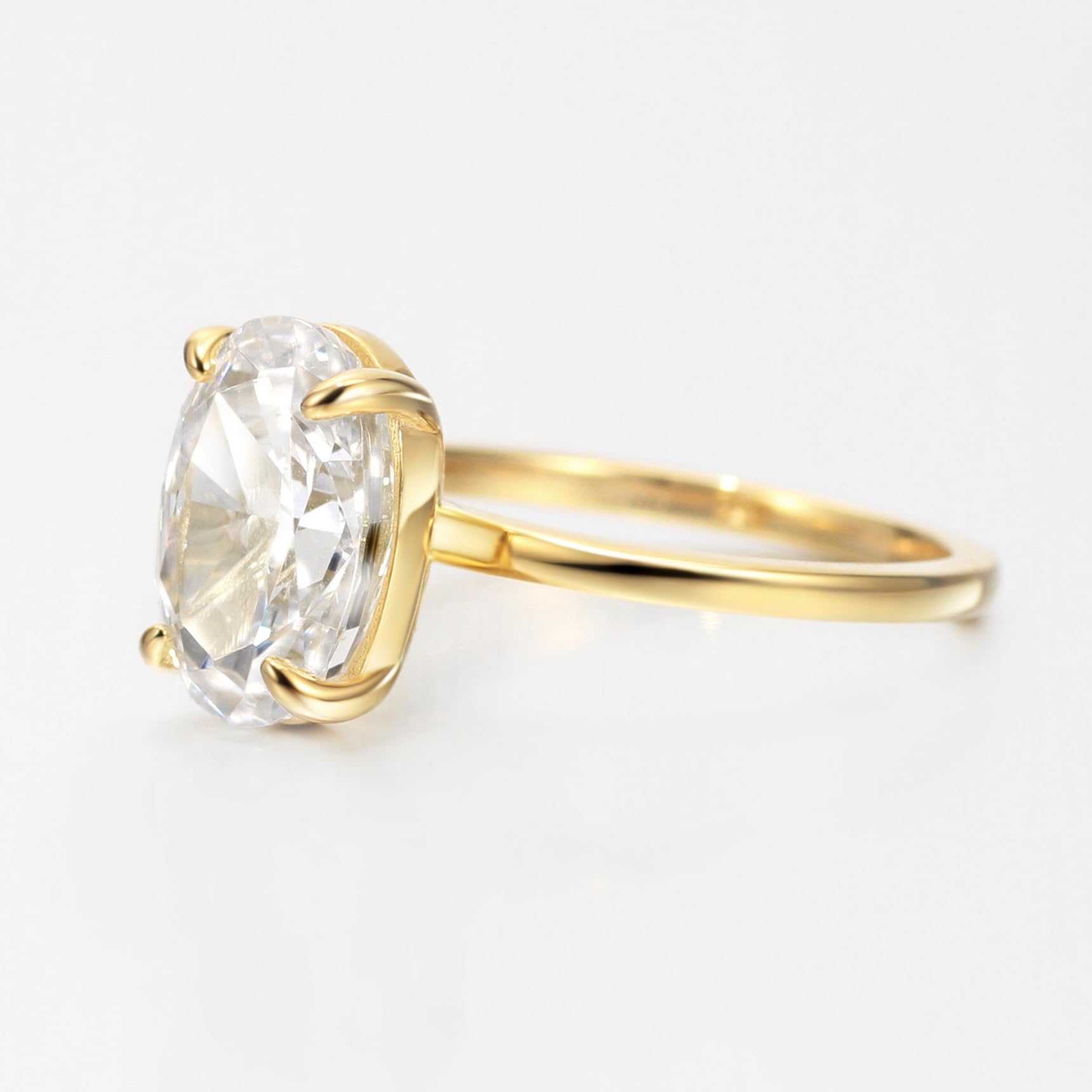 Michooyel Anillos de compromiso chapados en oro de 18 quilates con circonita cúbica de corte ovalado de 4 quilates para mujer, anillo de boda de plata de ley, anillo de promesa