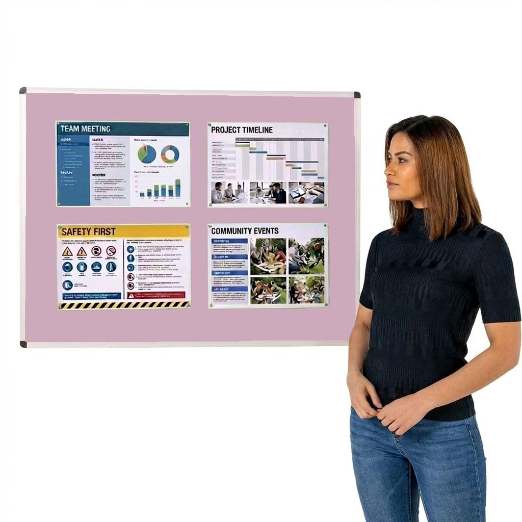 Wonderwall Premium Lilac Noticeboard,120 x 90 cm, Anti-Fade Pinboard, Aluminium Frame with Concealed Corner Wall Fixings - Ideal for Office, School, Industry, Hubs, Healthcare