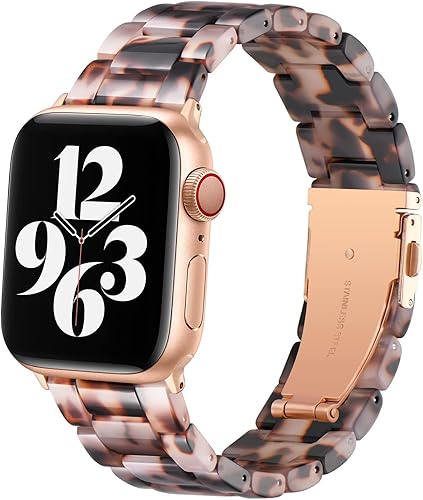 BESTIG - Correa de resina de repuesto compatible con Apple Watch de 1.496 pulgadas, 1.575 pulgadas, 1.614 pulgadas, resistente al agua, para iWatch