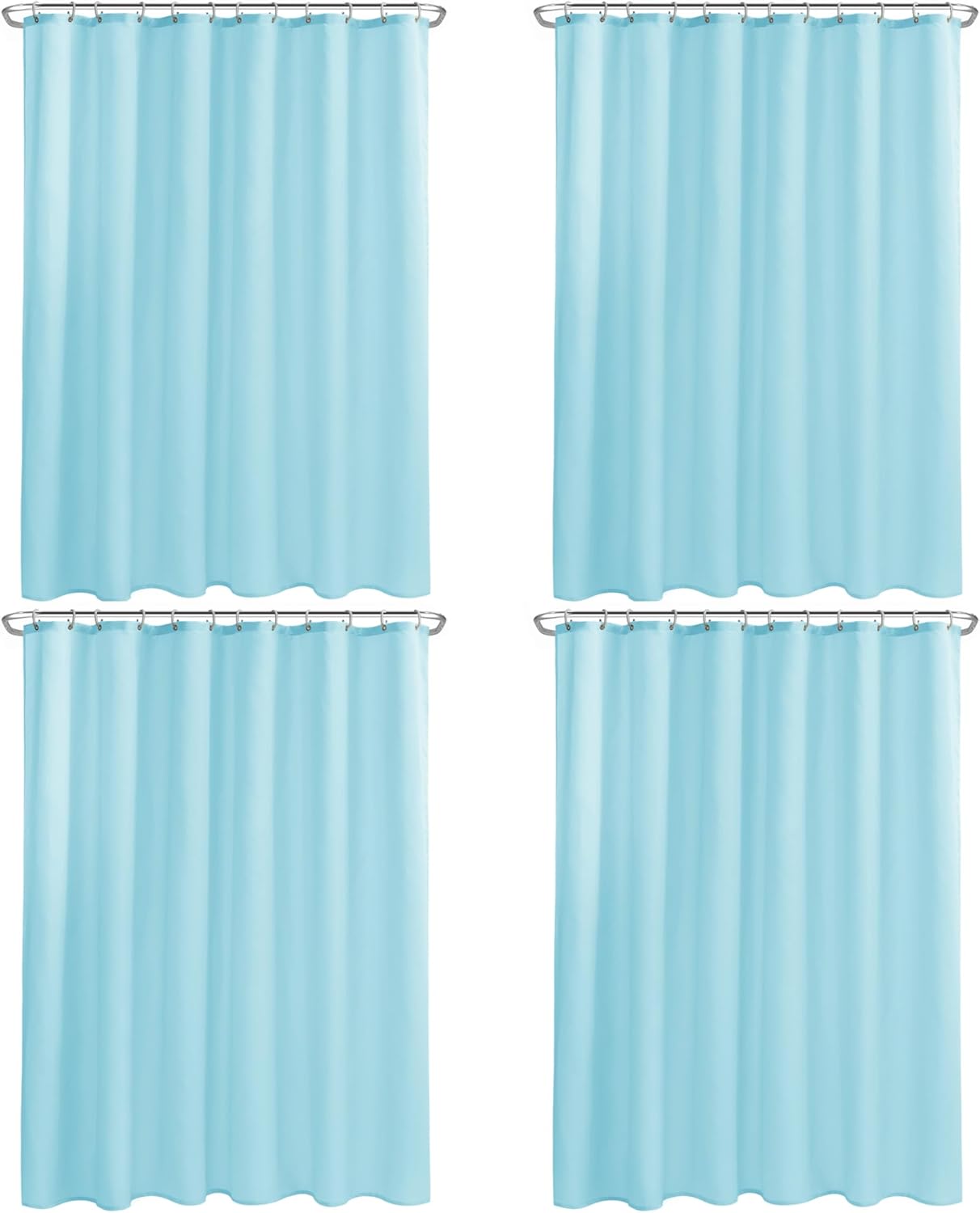 Nasitos Fabric Shower Curtain Liners 4 Pack - W72 x H72 - Washable & Water Resistant Cloth Shower Liner for Bathroom, Soft Hotel Quality, Standard Size (Blue, Include 8 Separate Magnets)