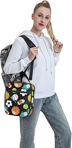 Miniatura 7 de Divertida bolsa de almuerzo deportiva para baloncesto, fútbol, fútbol, béisbol, reutilizable, aislada, portátil, para niños, escuela, hombres,