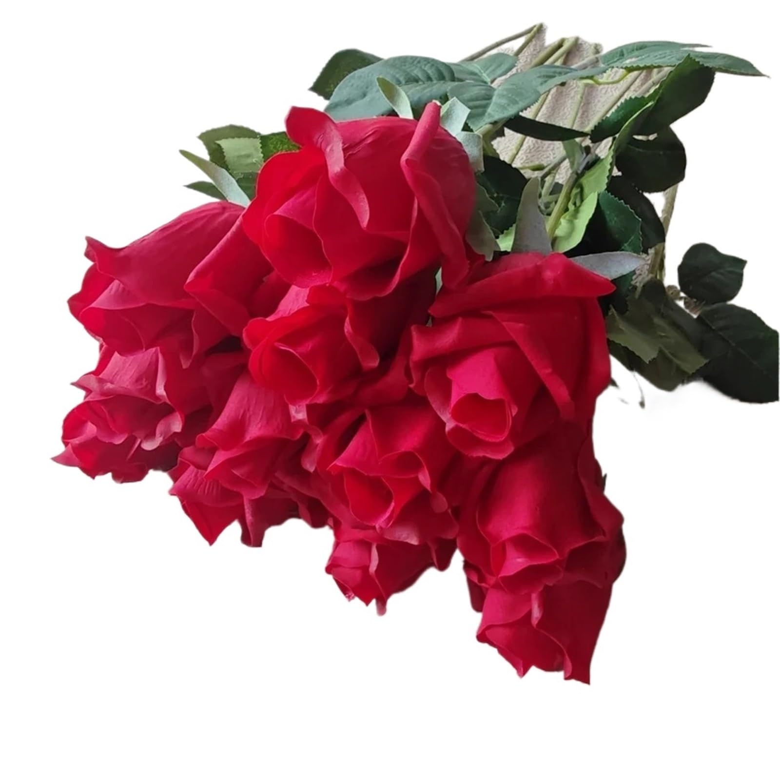 UBOHUZ 20 Pcs Real Touch Artificial Flowers White Roses Bud Wedding Bridal Bouquet Garden Decoration Fake Flower Simulation Rose Branch for Wedding Bridal Bouquet(Red)