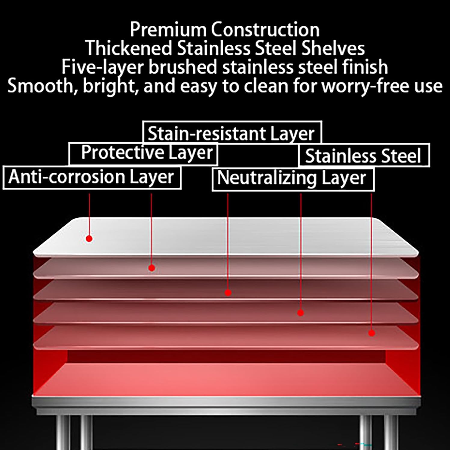 23.62-39.37In Stainless Steel Prep Table,Heavy Duty Metal Work Table with Shelf, Heavy Duty Work Table Commercial Kitchen Workbench for Garage Restaurant Backyard,Silver,L60*W50cm