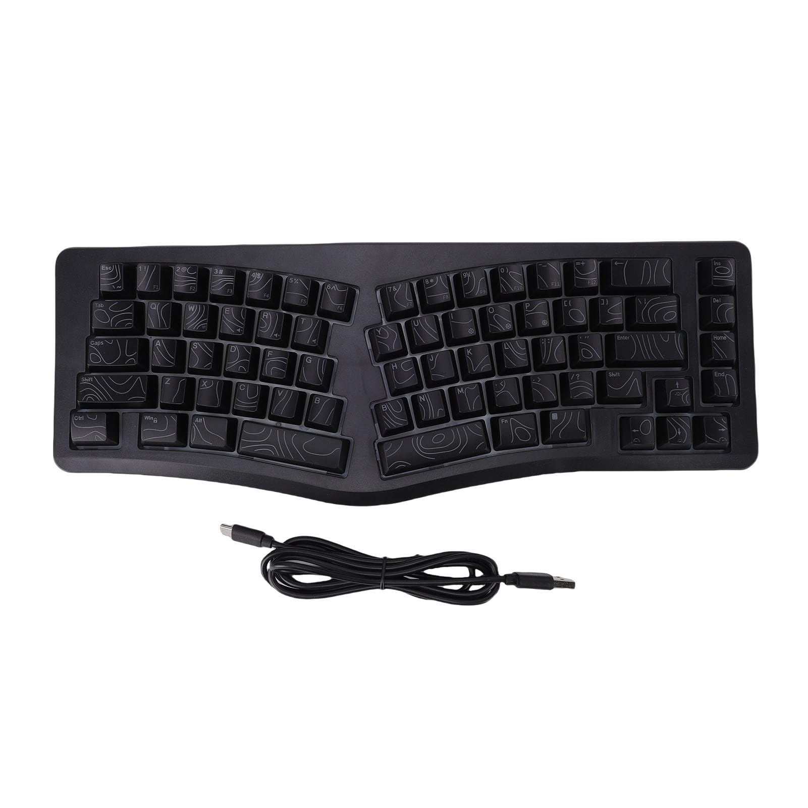Goshyda Tastiera da Gioco Ergonomica Cablata, Tastiera Divisa a Forma di V con Retroilluminazione RGB Colorata, per Computer Desktop Portatile