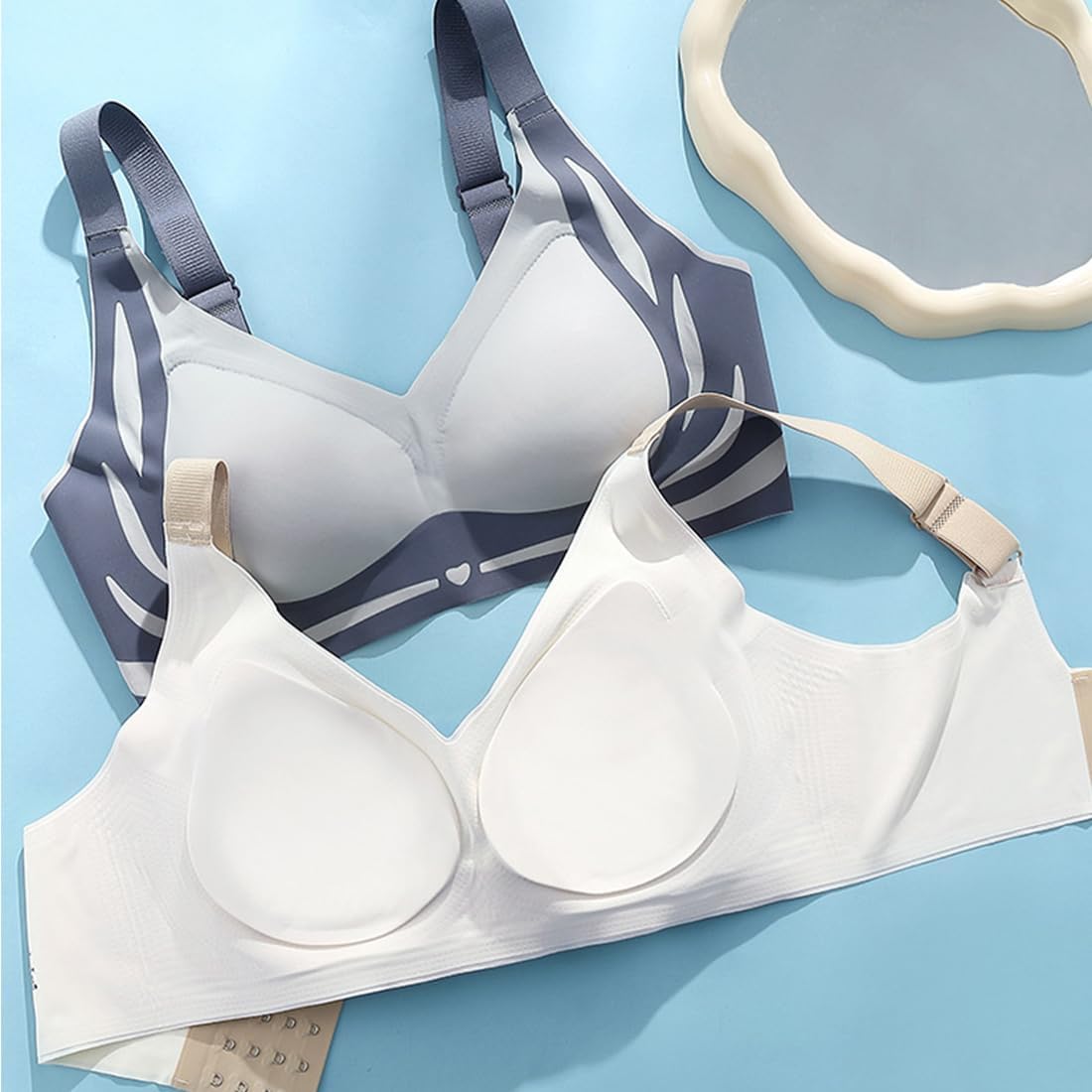 [LPMNCBT] ワイヤレスブラ - シームレスでたるみにくいプッシュアップ、4Dサポート付き | Dカップとプラスサイズ向けの通