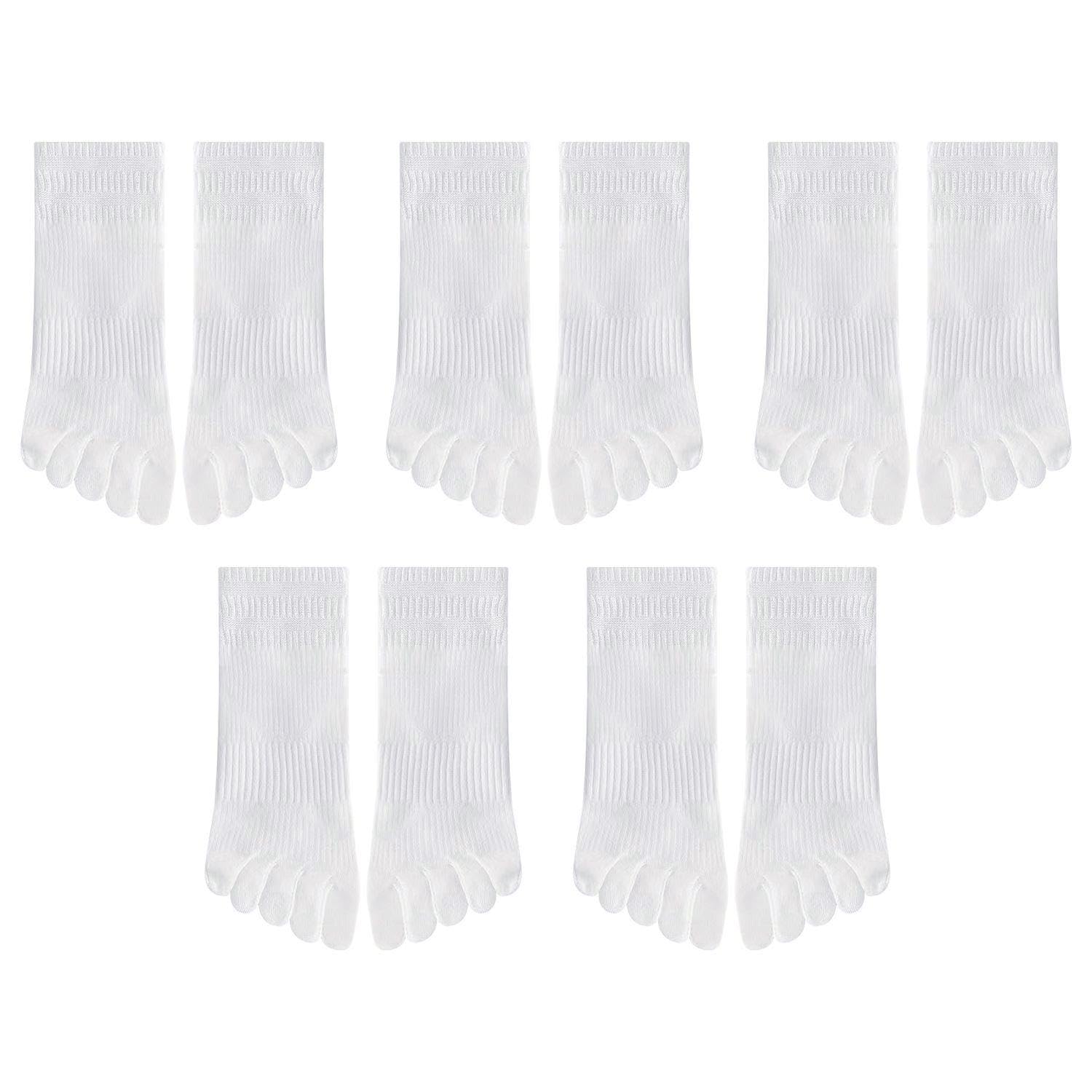 Nidhfg Unisex White 5 Pairs Of Split-Toe Socks, Comfortable And Breathable Socks, Simple And Versatile Socks, Clothing Accessories.