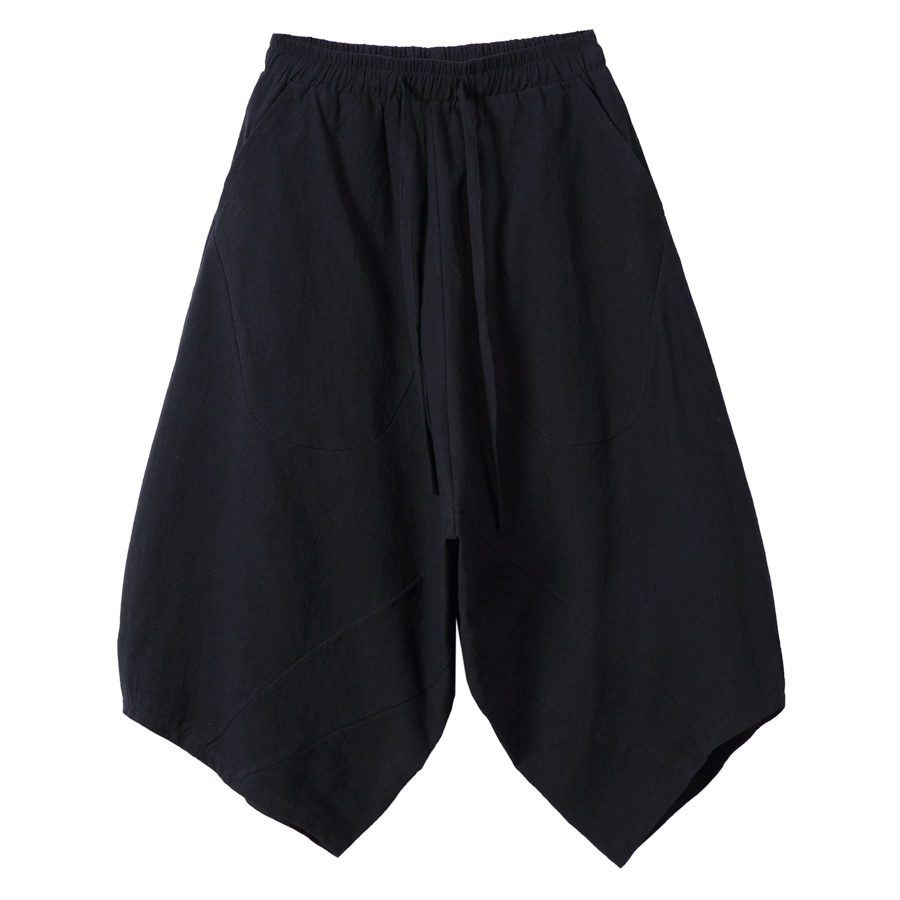 DOSLAVIDA Herren-Caprihose aus Baumwollleinen, leger, elastischer Bund, Baggy, Haremshose, leicht, lockere Passform, Yoga, Strand-Shorts