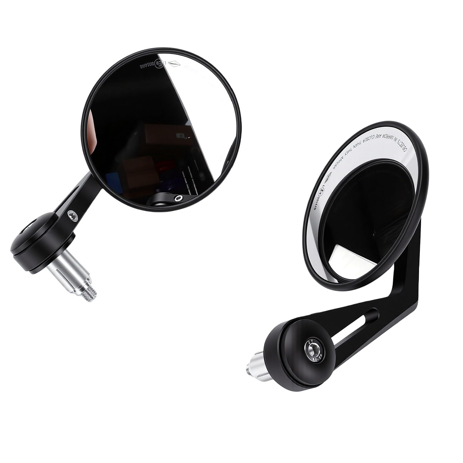Generic Okrągłe Lusterka Motocyklowe 22 Mm Najwyższej Jakości Widok z Tyłu do Motocykli Terenowych, Motocykli Ulicznych, Kawiarnianych, Czarna Końcówka Kierownicy - 1 para