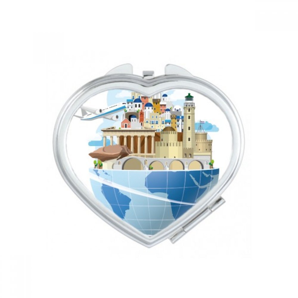 Miroir de poche compact mer Egée fini les retouches manquées en voyage miroir coeur portable