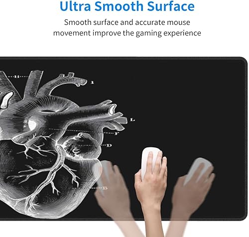 Miniatura 5 de Alfombrilla grande para mouse XXL, cardiólogo anatómico con corazón, tapete de escritorio grande con bordes cosidos, alfombrilla de mouse para