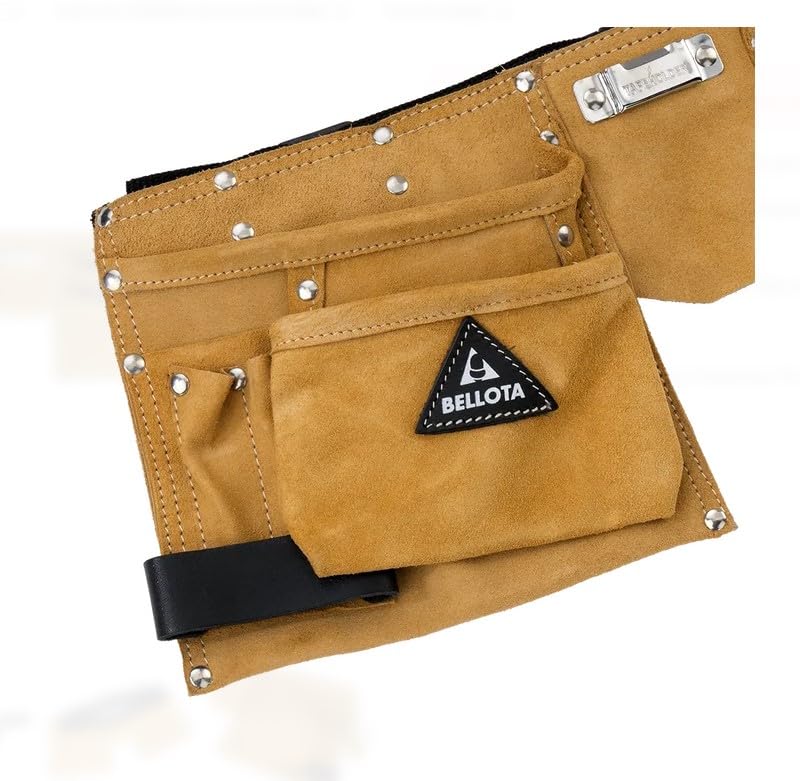 Crisalide® - Professioneller Werkzeuggürtel für Zimmermänner aus hochwertigem Leder (Universalgröße) Wildleder mit 4 Taschen + Hammerhalter