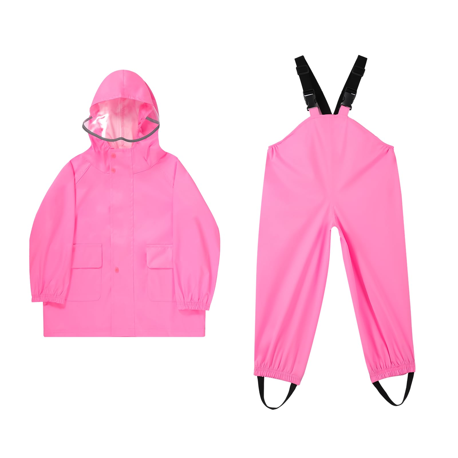 Ynport Crefreak Unisex Kinder Regenanzüge Wasserfeste Jacke mit Latzhose Leichte Outdoor Kapuze Kinder Regenjacke für Junge und Mädchen