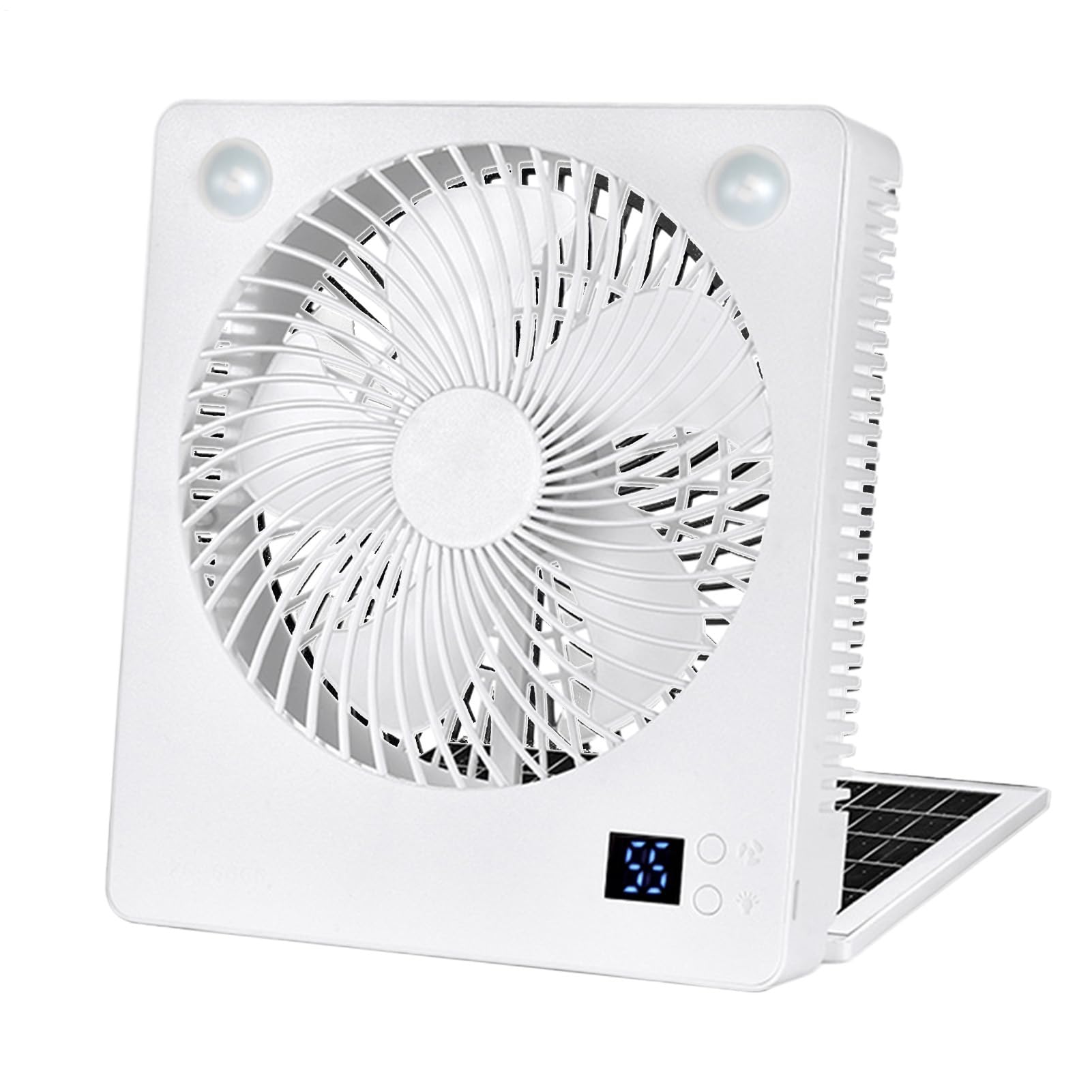 Ventilateur solaire rechargeable à 3 vitesses avec éclairage LED pour survie