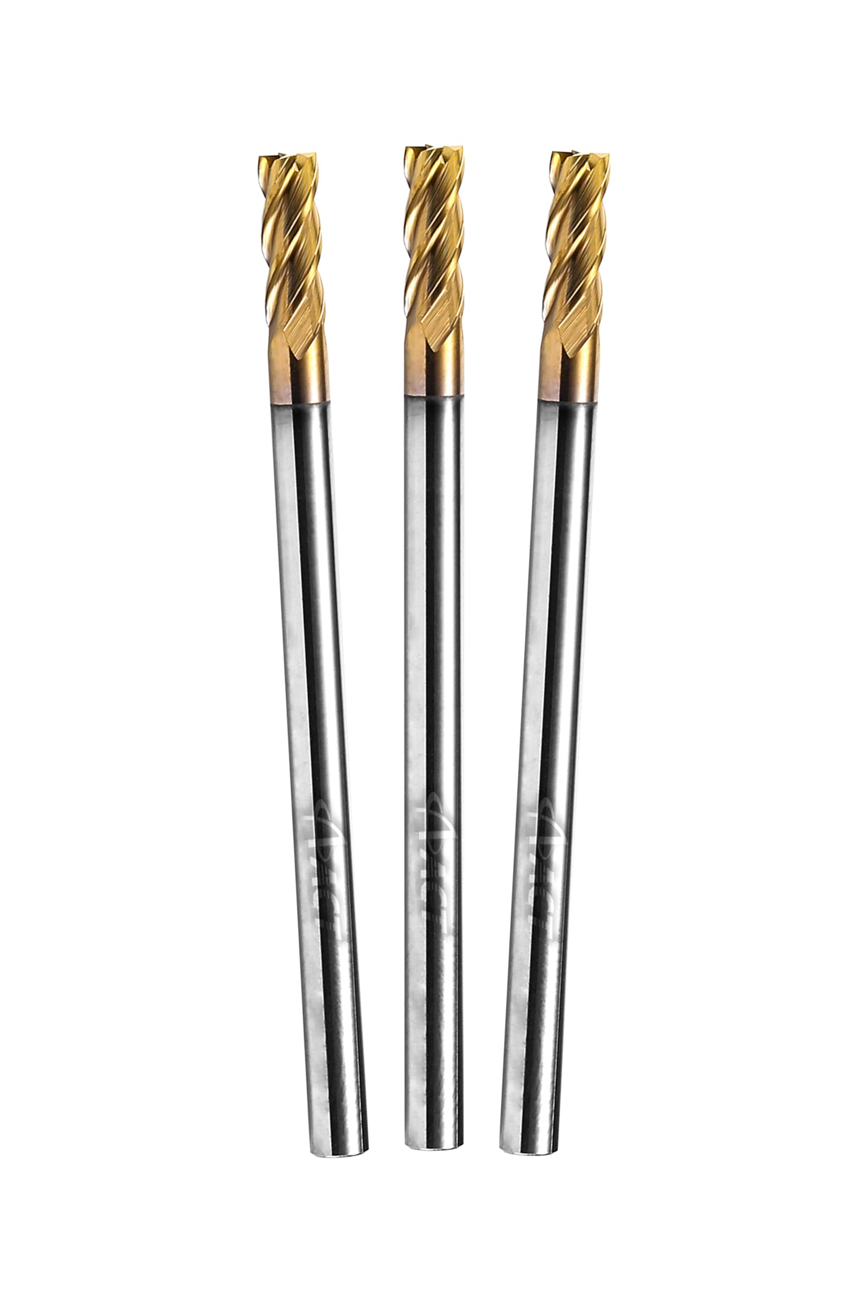 ACCUCUT A4KES 3mm Carbide Square End Mill- 4 Flute Milling Bit Set for Steel, Forge Steel, Hardened Steel, Copper, Alloys & Materials < HRC 50 - AlTiN Coating CNC Router Bit, 45 Degree Helix (3 pcs)