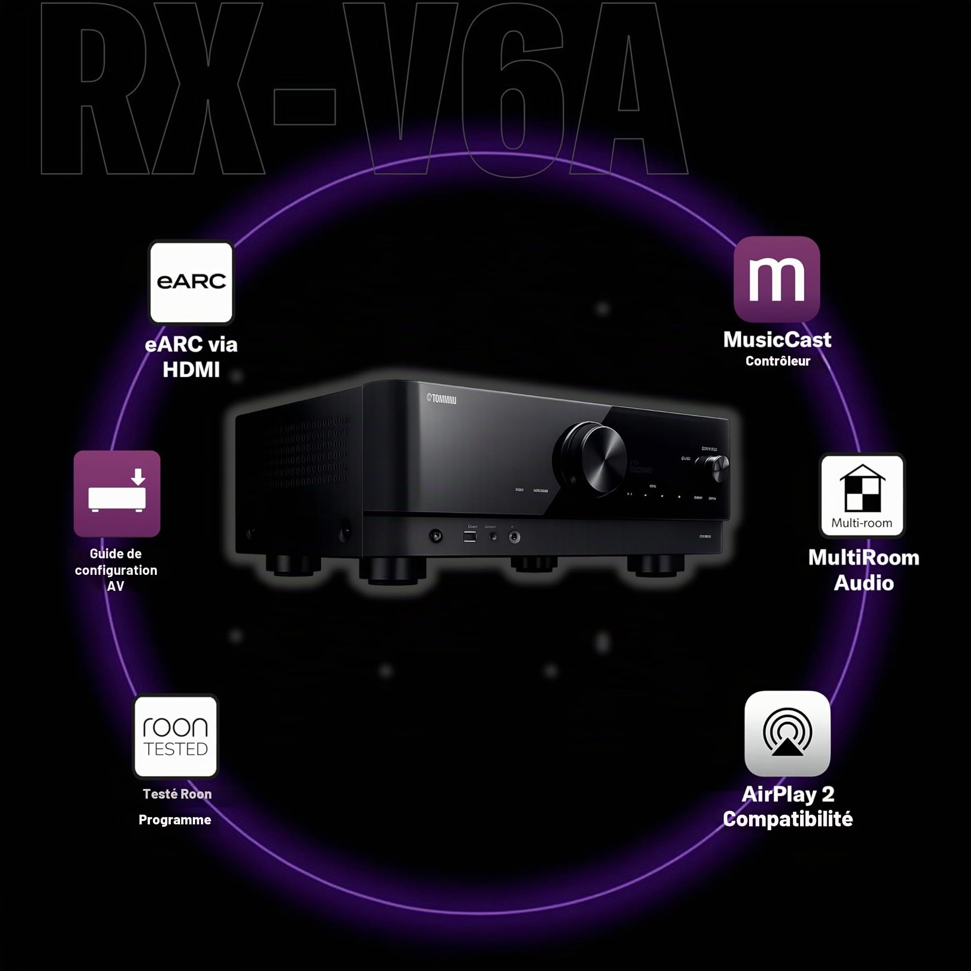 Yamaha RX-V6A Amplificateur WiFi Dolby Atmos Height Virtualizer Home Cinéma 7.2