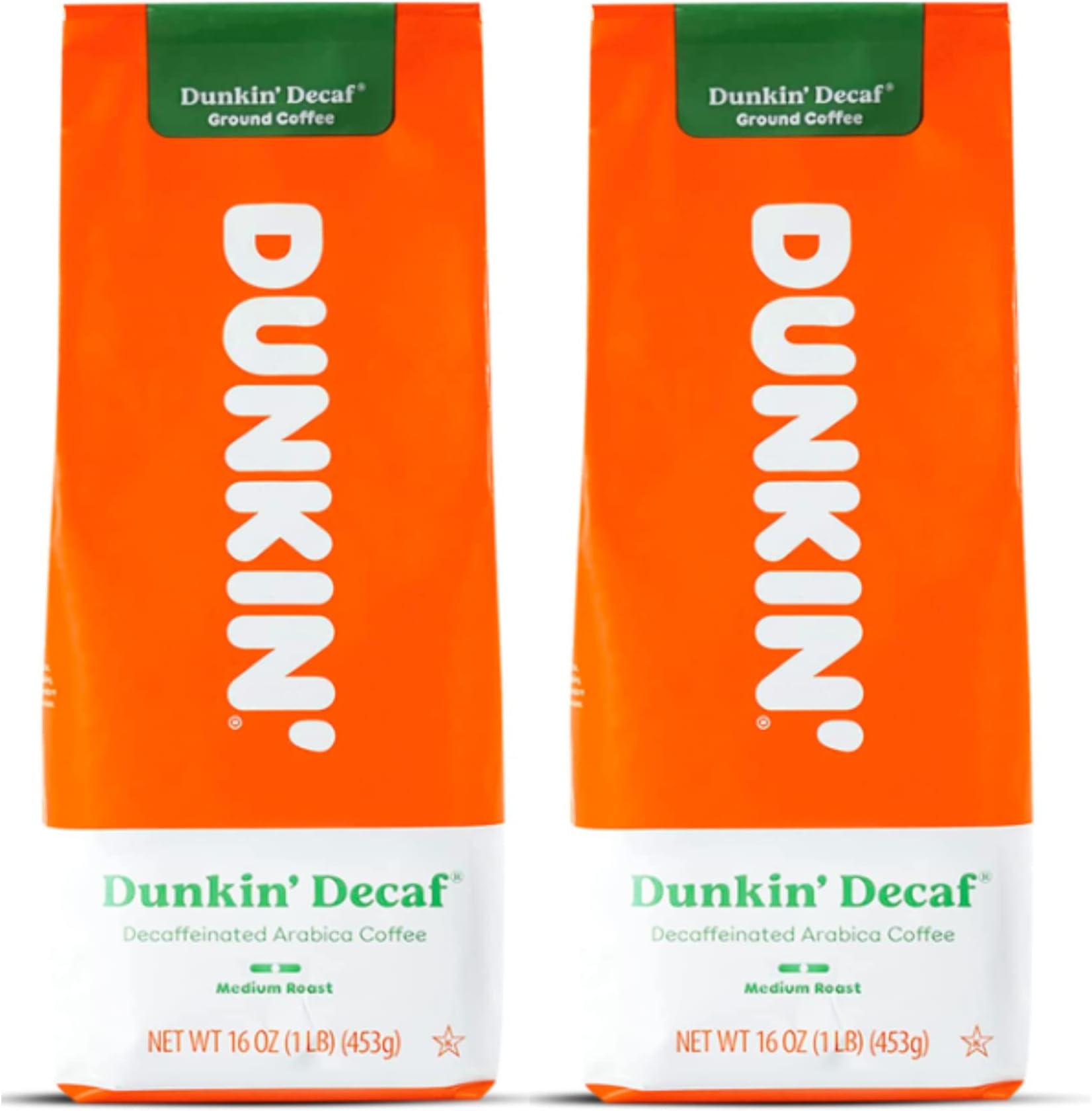 Dunkin Donuts Coffee Decaf 16 OZ Bag, Pack of 2